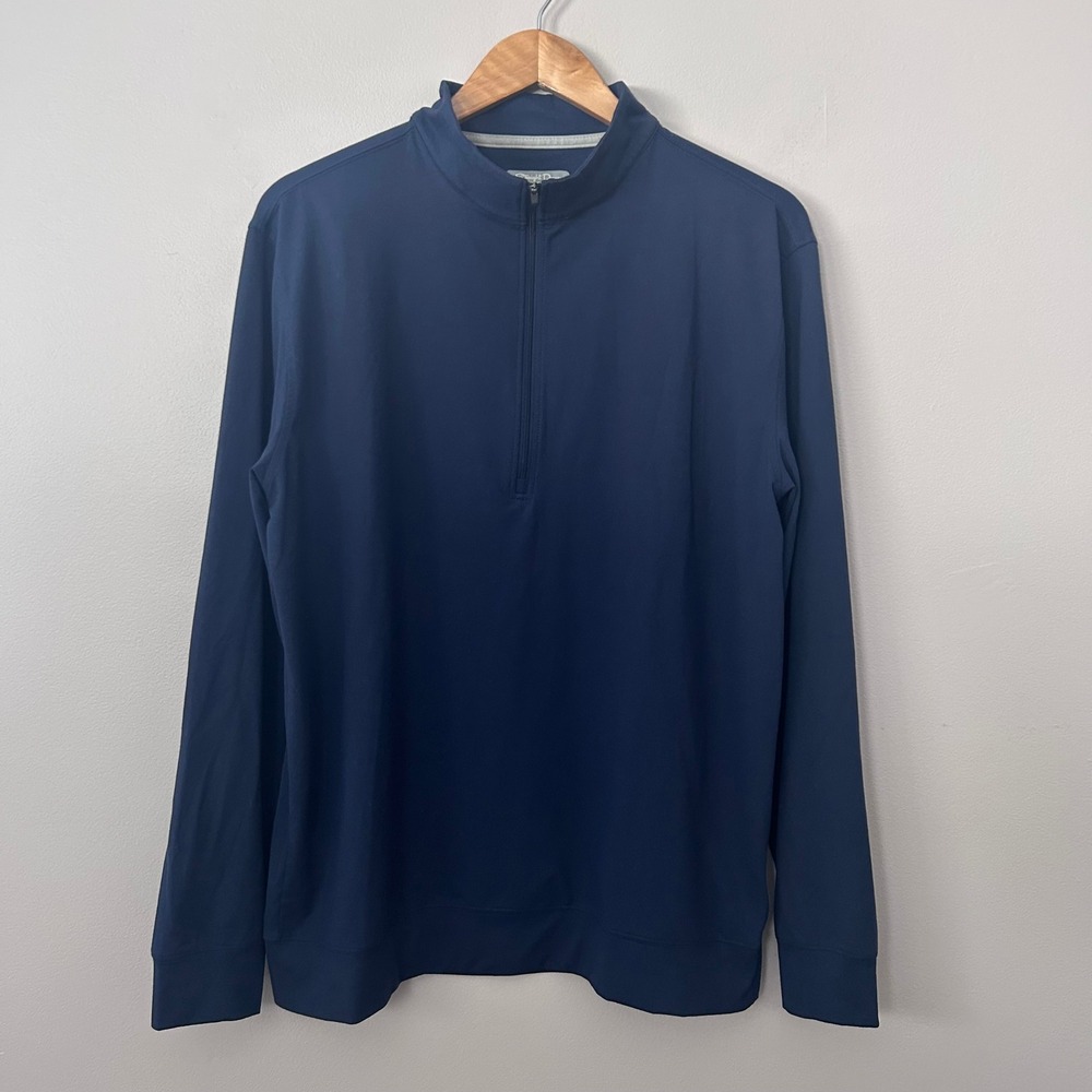 Straight Down 1/4 Zip Pullover Mens Large Navy Performance Golf Stretch Shirt